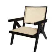 SK Designer Living | Replica Pierre Jeanneret Chandigarh Occasional Armchair | Black & Natural