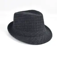 在飛比找momo購物網優惠-【men life】紳士帽 黑底灰格線毛呢材質(紳士帽)