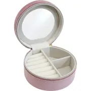 MDF Glass 12.5cm Mini Jewellery Case Storage Holder Display Organiser Round Pink