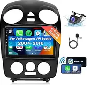 [8 CORE 2G+64G] Car Radio for Volkswagen VW Beetle 2004-2010 with Wireless Carplay/Android Auto, 9 Inch Android 13 IPS Touch Screen Car Stereo, Bluetooth, GPS Navi, WiFi, SWC, DSP + Backup Camera