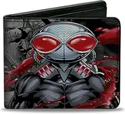 [Buckle-Down] Bi-Fold Wallet, Black Manta Pose Aquaman Issue 23.1 Cover Scene Grey/Red