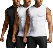 [ATHLIO] 3 Pack Men's Cool Dry Compression Sleeveless Tank Top, Sports Running Basketball Workout Base Layer