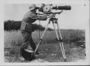German newsreel camera documenting action Western Front during Wor Old Photo
