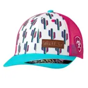 Ariat Kids Hat Youth Girl Baseball Cap Mesh Snap Cactus Multi-Color 1519105