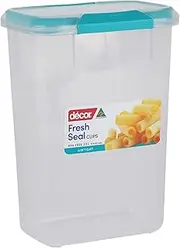 Decor Fresh Seal Clips Oblong Food Storage Container, Clear/Teal, 3.5 Litre Capacity