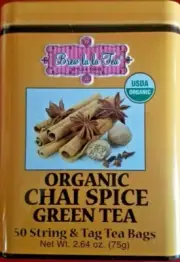 BREW LA LA TEA ORGANIC CHAI SPICE GREEN TEA 50 STRING & TAG TEA BAGS