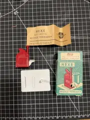 HEXE Red Plastic Automatic Needle Threader Vintage Germany Original Box Witch