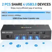 Dual Monitor KVM Switch USB 3.0 HDMI KVM Switch 2 Monitors 3 Computers 4K@60H
