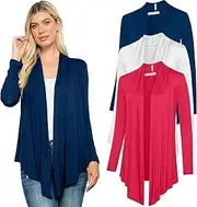 [Free to Live] Women's Open Front Cardigans, Black/Charcoal/Navy