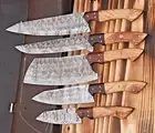Custom Made Damascus Chef Knife Set Kitchen Cutlery -Hand Forged Damascus+Sheath