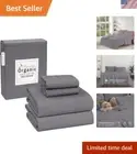Breathable Organic Cotton Full Size Bed Sheets - 4PC Set in Silver Filigree