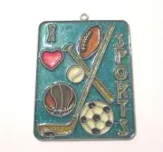 I LOVE SPORTS SUNCATCHER (SOCCER FOOTBALL BASEBALL HOCKEY SUNCATCHERS)