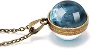 [Yocoyee] Solar System Necklace Universe Galaxy The Eight Planets Guardian Star Glow in Dark Double Side Glass Luminios Gemstone Ball Necklace for Women Men Friends Gift