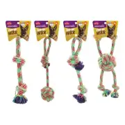4x Paws & Claws Dog Toy 35cm Tug-Of-War Knotted Rope Pet Interactive Play Asst.