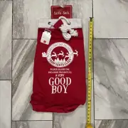 NWT Canvas Santa Gift Sack Christmas Day Delivery Good Boy Gift Bag 15x25