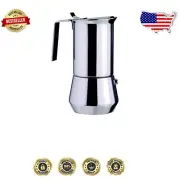 Stainless Steel Stovetop Espresso Maker with 9-Cup Capacity - Easy Manual Use