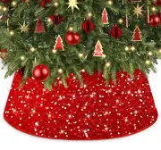 Christmas Red Tree Collar 28" Xmas Tree Collar for Artificial Trees Velvet Fa...