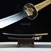 Folded Steel Clay Tempered Japanese Katana Brass Full Tang Samurai Sword Sharp.