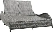 vidaXL Double Sun Lounger with Cushion Outdoor Furniture Garden Daybed Patio Backyard Terrace Balcony Chaise Lounge Poly Rattan Anthracite