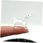 Rare Beagle Micro Tiny Figurines Hand Blown Glass Art Animals Collectible Clear