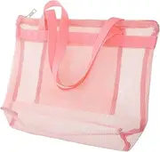 HONMEET Nylon Mesh Storage Bag for Women Beach Bag Zipper Portable Travel Toiletry Bag for Outdoor Use