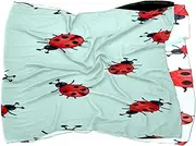 [Diusye] Silk Scarves Cartoon Ladybugs Prints Long Chiffon Scarf Wrap Shawl for Women