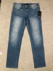 New! True Religion Jeans Mens 32x31 Blue Geno Relaxed Slim Straight Tag 30
