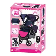 Bayer 68cm Twin Star Trendy Doll Pram Kids/Children Pull/Push Fun Pretend Toy 3+