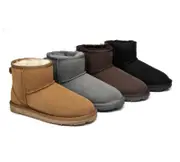 EVERAU® UGG Boots Sheepskin Wool Ankle Mini Classic - Grey / AU Ladies 12 / AU Men 10 / EU 43