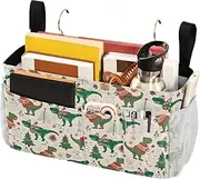 Bedside Storage Caddy Bedside Storage Bag for Home, College, Dorm, Bunk/Hospital Bed, Crib Bed Rails Dinosaur Christmas New Year