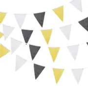 33ft Black Yellow White Pennant Banner, 36 PCS Triangle Flags Bunting Banner