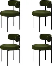OIKITURE Dining Chairs Set of 4, Kitchen Chairs with Contoured Backrest, Boucle Dining Chair with Anti-Slip Floor Protectors for Dining Room Cafe Office, Green