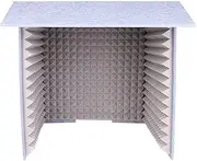 Tadill Soundproof Booth Vocal Absorption High Density Absorbing Foam Foam Panel Desktop Soundproof Cover DIY Sound Box, Gray