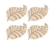 Placemats Desktop Decor, Simulation Plant Dining Cup Coasters Heat Insulation Pad Waterproof Disc Bowl Pads Set of 4 Gold
