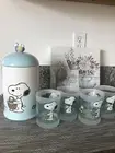 Peanuts Snoopy Frosted Cups with cookie jar