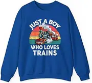 [X.Style] Just A Boy Who Loves Trains- Lover Toddler ds038 Sweater Royal XL