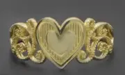 10K Real Yellow Solid Gold Milgrain Design Heart Toe Ring Adjustable 7.3mm 0.9gr