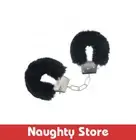 OUCH! Classic Fluffy Cuffs - Black Black Fluffy Restraints by Shots Toys