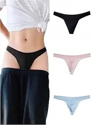 [KEACUT] 3 Pack Men's Cotton Thong Sports T-Back Black/Blue/Pink