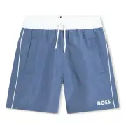 BOSS Kids Boys Surfer Side Stripe Logo Shorts In Blue size 8Y
