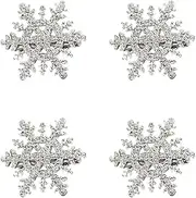 HAICN 4Pieces Snowflake Hair Clips Silver Glitter Snowflake Bobby Pins Xmas Hair Barrettes Party Favor for Women Girls Hair Accessories