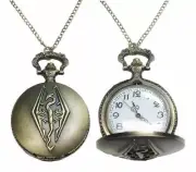 Skyrim The Elder Scrolls Dragon Bronze Finish Pendant Pocket Watch