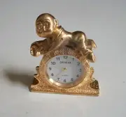 Gold Finish Number Dial Baby On Clock Mini Collectible Fashion Desk Clock
