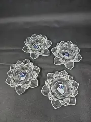 SET OF 4 CRYSTAL LOTUS FLOWER CANDLE HOLDER size 5" by Goldeal