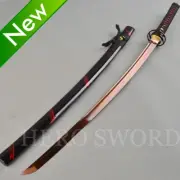 Damascus Folded Steel Samurai Katana Sword Red Black Japanese Knife Battle Ready