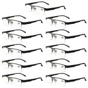 11 Pairs Mens Metal Black Frame Rectangular Reading Glasses Spring Hinge Readers