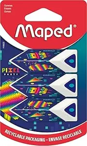 Maped 119522 Pixel Party Erasers (Pack of 3)