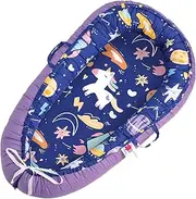 Baby Lounger for Newborn Cover 100% Cotton - Adjustable Cotton Soft Baby Floor Seat for Travel, Newborn Essentials (Unicorn)