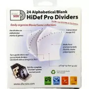 DISCSOX HiDef Pro Dividers 24 Pack Alphabetical or Blank DVD Games Music Data