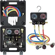 Lichamp AC R1234YF R134A Gauge Set, Automotive Manifold Gauge Automotive Accessories Compatible with R1234YF R134A and R404A Refrigerants, Works on Car Freon Charging and Evacuation
